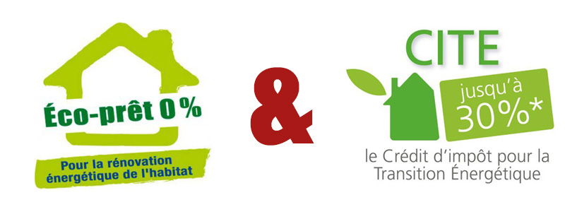 Logo éco-prêt 0%, crédit d'impôt pour la transition énergetique